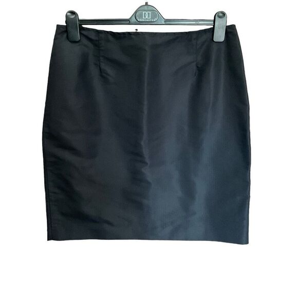 Teri John Skirt Midi A-Line Silk Black Back Zipper Clasp Closure Women Size 16 - Picture 1 of 9